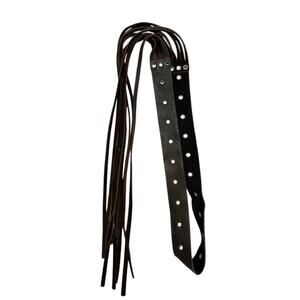 Vintage Leather Eyelet Brown Fringe Belt Renaissance Folk Band Western Strap